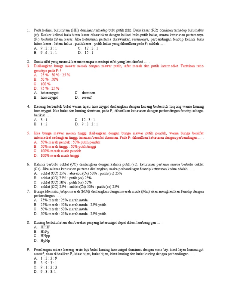 latihan soal persilangan (SMP kelas 9)