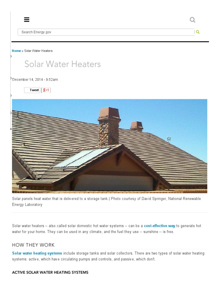 Solar Water Heaters | PDF | Water Heating | Solar Energy