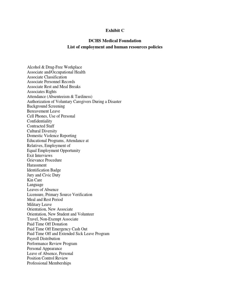 DCHS Employment Policies Overview | PDF