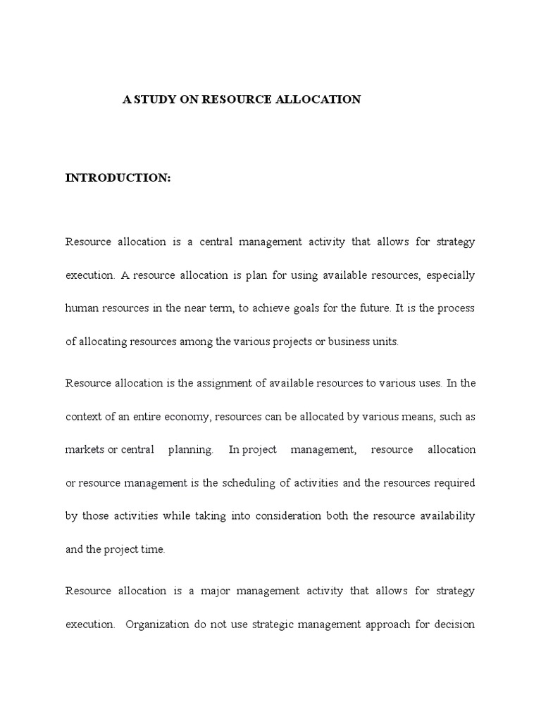 Strategic Resource Allocation Overview | PDF | Strategic Management | Goal