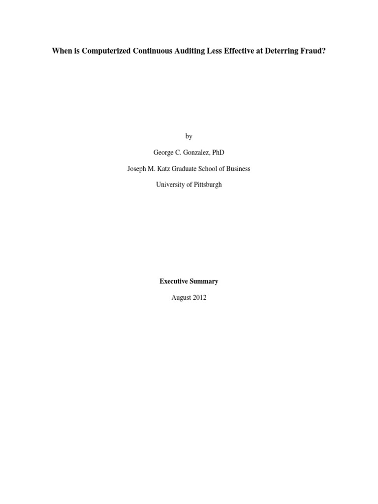 Gonzalez Executive Summary | PDF | Hypothesis | Audit