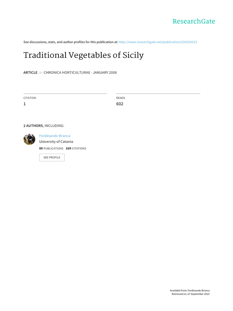 Traditional Sicilian Vegetables Overview | PDF | Cucurbita | Sicily