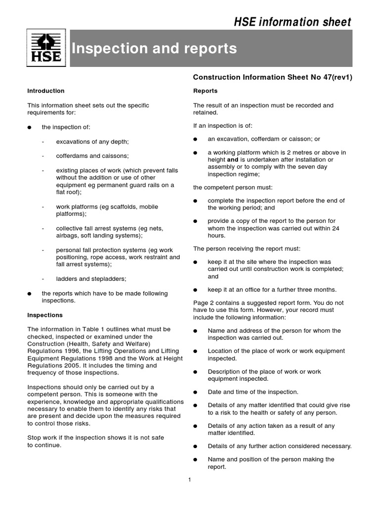 HSE Inspection and Reports | PDF | Scaffolding | Safety