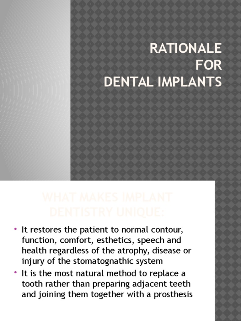 Rationale for Dental Implants | PDF | Dental Implant | Dentures