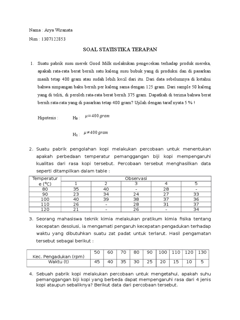 Soal Statistika Terapan
