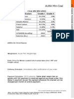 AURA Min-Coal: Coal Specification Particulars Grade I Grade II