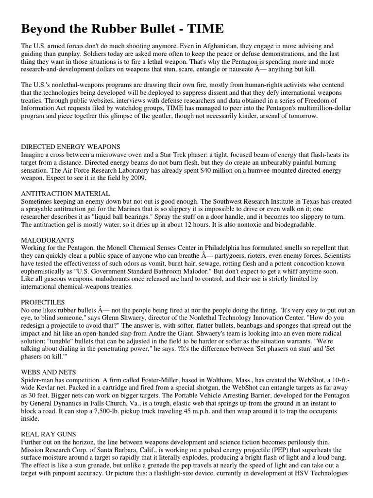 Dew Beyond Teh Rubber Bullet PDF Military Technology Military Equipment