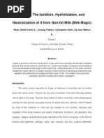 The Isolation and Hydrolysis of Casein From Milk