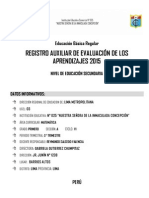 Registro Auxiliar rutas de aprendizaje matematicas secundaria 1°A 2015