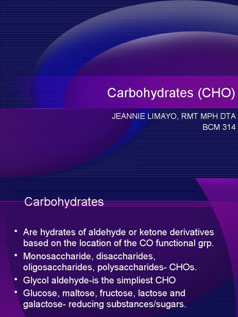 Carbohydrates CHO PDF Diabetes Mellitus Carbohydrates