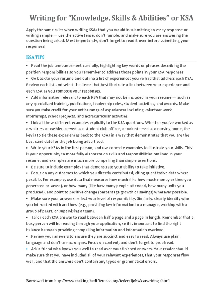 KSA Writing Tips  PDF  Résumé  Cognition