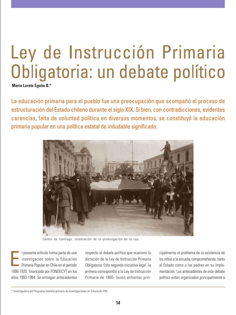 Ley de Instrucción Primaria en Chile | PDF | Pobreza | Pobreza e indigencia