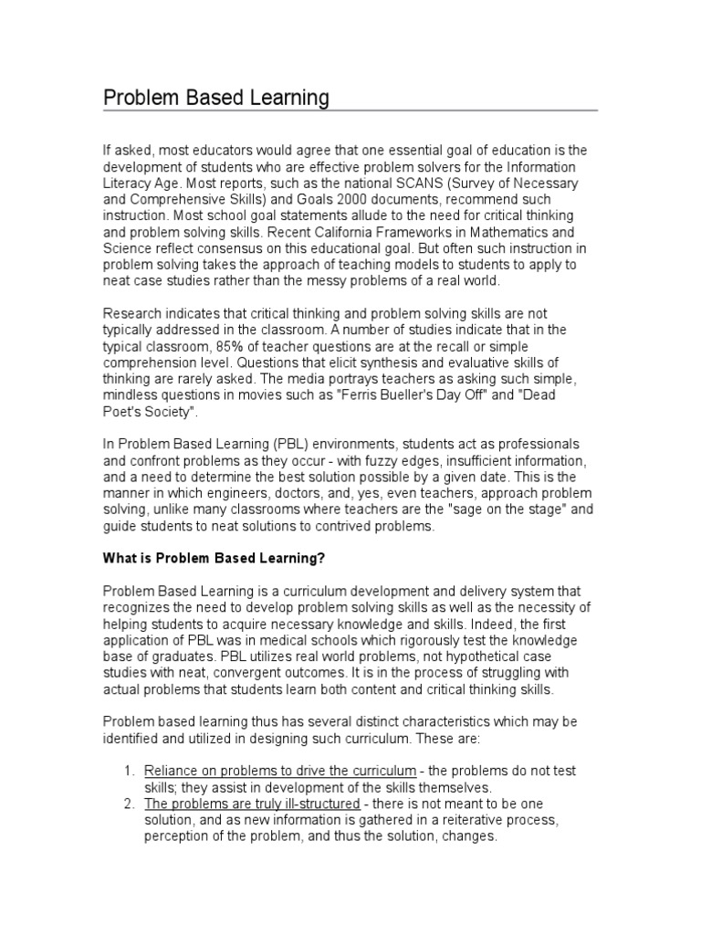 What Is Problem Based Learning? | PDF | Psychology | Educational Psychology