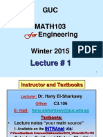 GUC MATH103 Engineering Calculus Lecture Notes