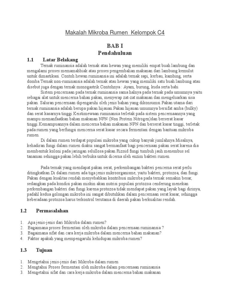 Mikroba Rumen dan Pencernaan Ruminansia | PDF