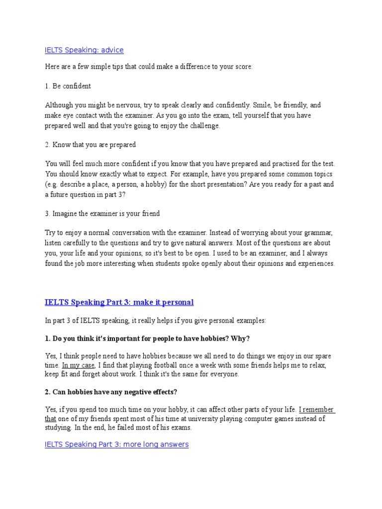 IELTS Speaking Tips for Part 3 | PDF | Anger | Toys