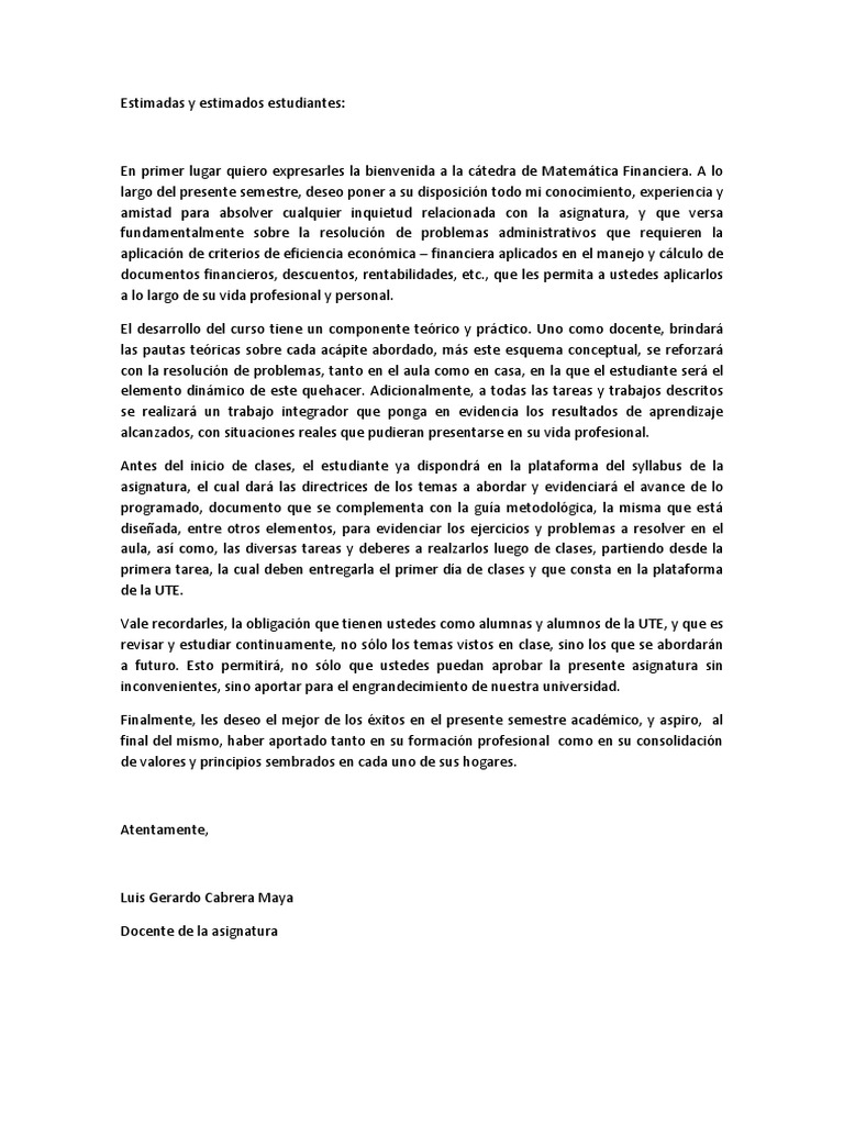 Carta de bienvenida a estudiantes Mat. Financiera.pdf
