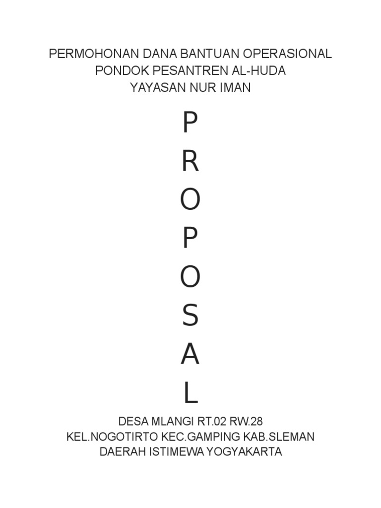 Proposal Permohonan Dana Untuk Operasional Pesantren