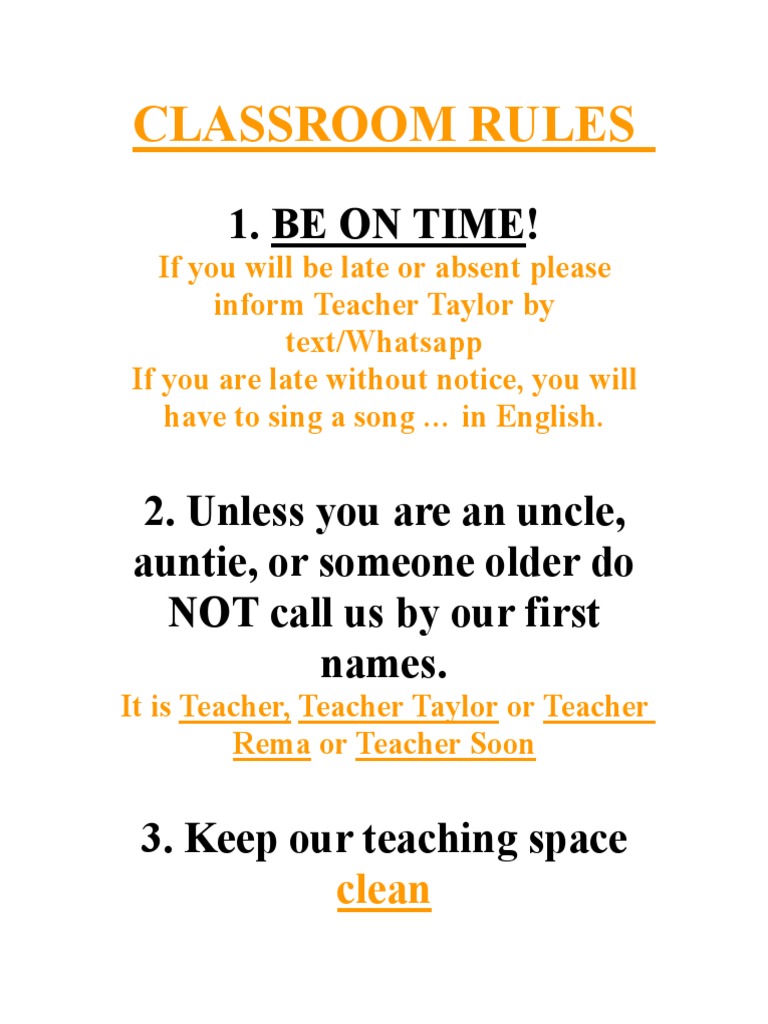 Essential Classroom Rules for Students | PDF
