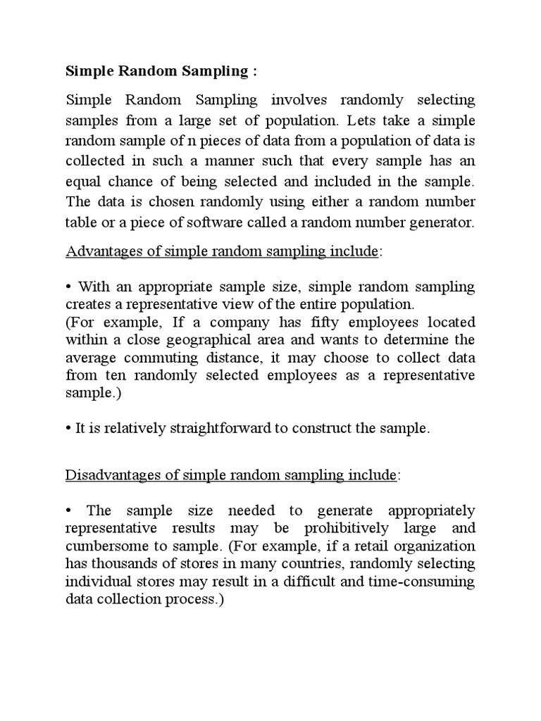 Simple Random Sampling | PDF