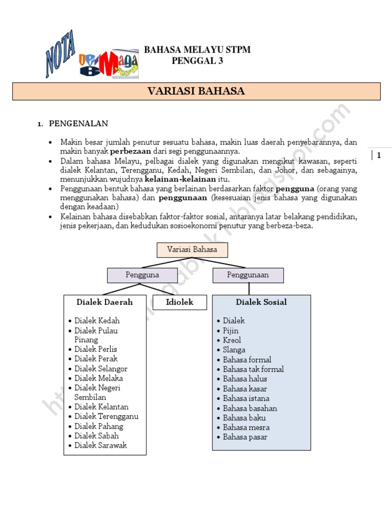 Nota Variasi Bahasa Pdf