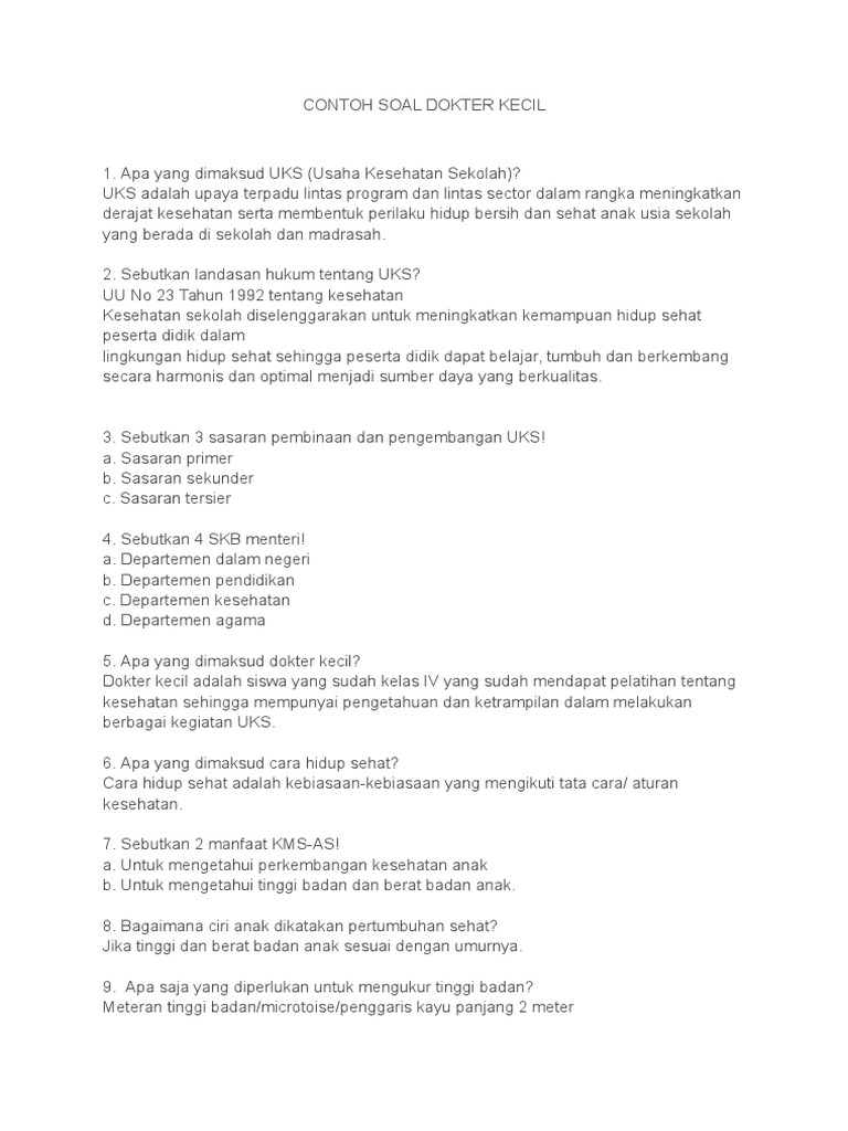Contoh Soal Dokter Kecil
