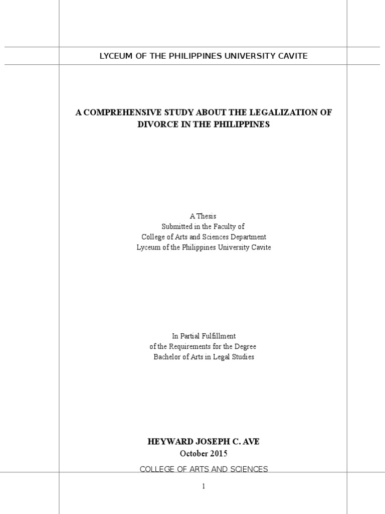 A Comprehensive Study About the Legalization of Divorce in the