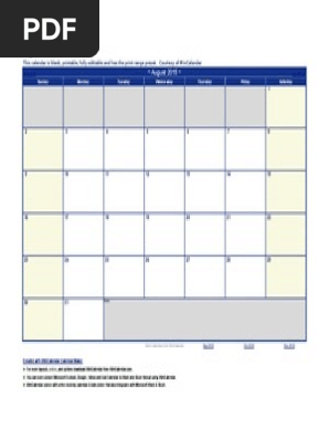 August 2015 Calendar