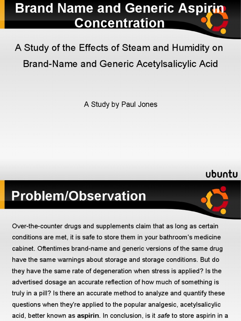 Aspirin Concentration with Steam and Humidity Project Aspirin