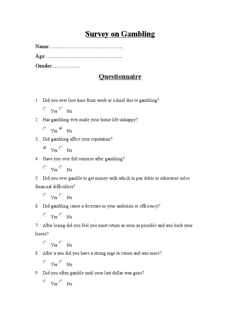 Survey On Gambling | PDF