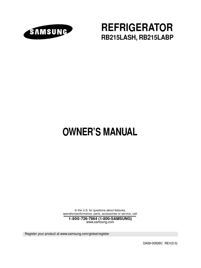 Samsung Refrigerator Manual PDF Refrigerator Ac Power Plugs And