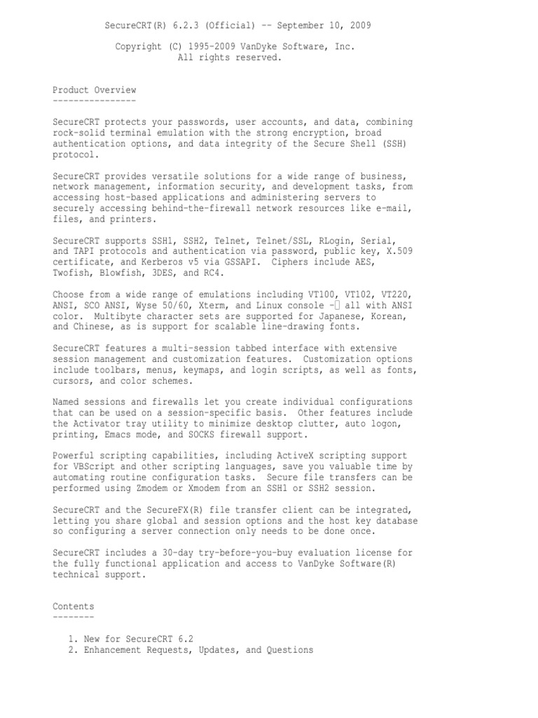 Securecrt Readme | PDF | Secure Shell | Microsoft Windows