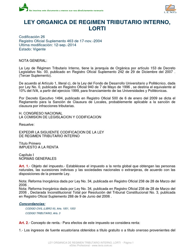 Ley Del Regimen Tributario Interno Impuestos Salario