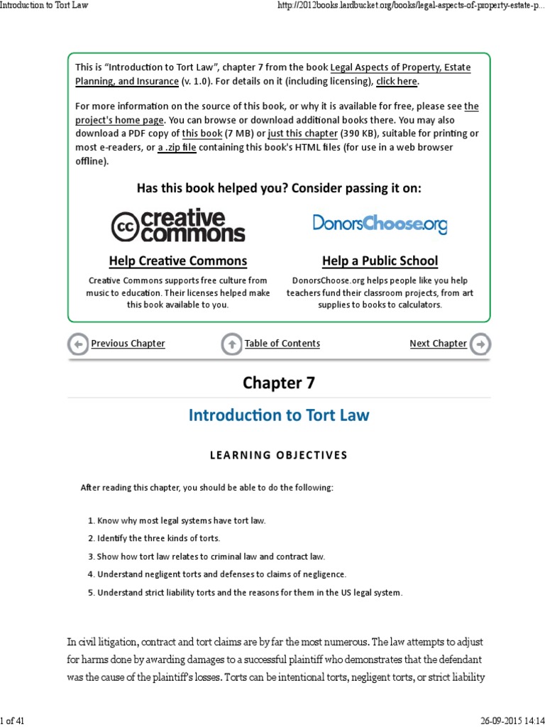 Law of Torts | PDF | Tort | Defamation