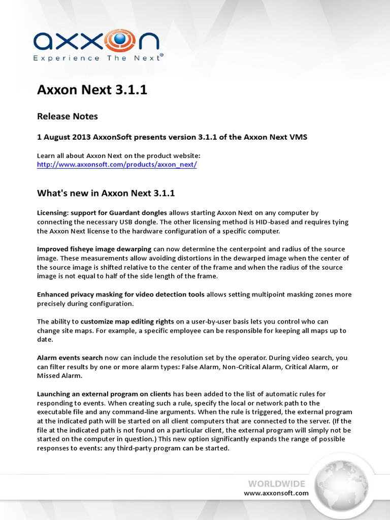 Axxon Next 3.1.1 Release Notes | PDF | Installation (Computer Programs ...