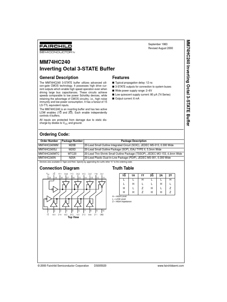 74HC240 | PDF | Electrical Circuits | Electronic Circuits
