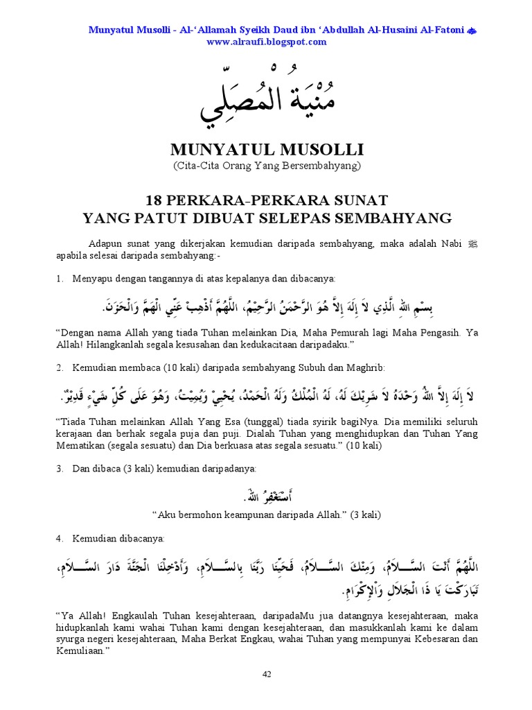 18 Perkara Perkara Sunat Yang Patut Dibuat Selepas Sembahyang Pdf