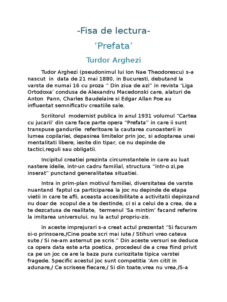 Fisa de Lectura-prefata