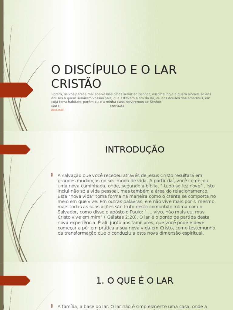 O Lar como Base do Discipulado Cristão | PDF | Igreja cristã | Espírito
