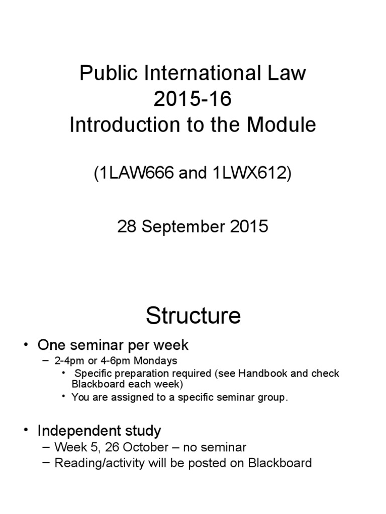 Overview of Public International Law Module | PDF | International Law ...