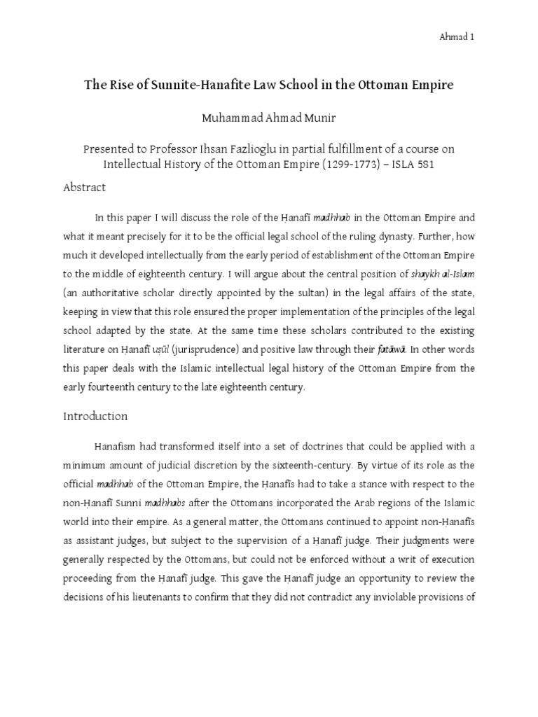Hanafism's Role in Ottoman Law | PDF | Ottoman Empire | Sharia