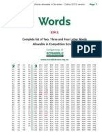 Words: Complete List of Two, Three and Four Letter Words Allowable in Competition Scrabble