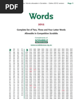 Words Complete List Of Two Three And Four Letter Words Allowable