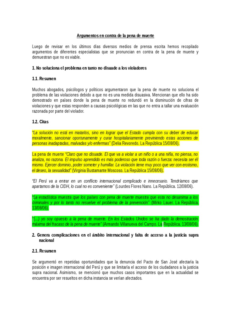 Argumentos Contra La Pena de Muerte