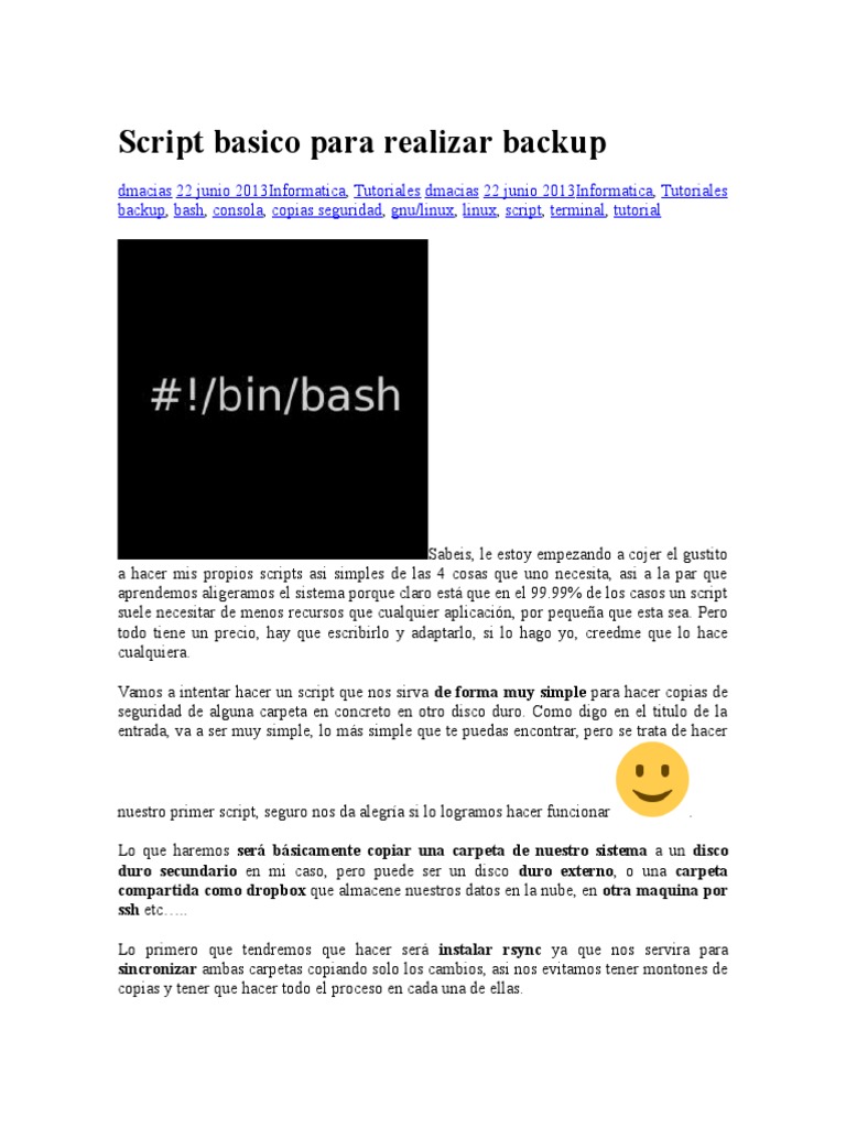 Script Backup Básico en Bash Linux | PDF | Apoyo | Software