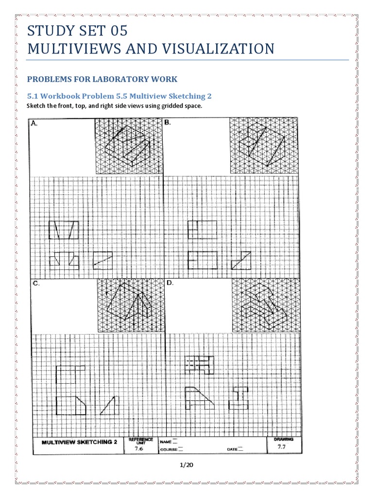 Multiview Drawing Practice Problems | PDF