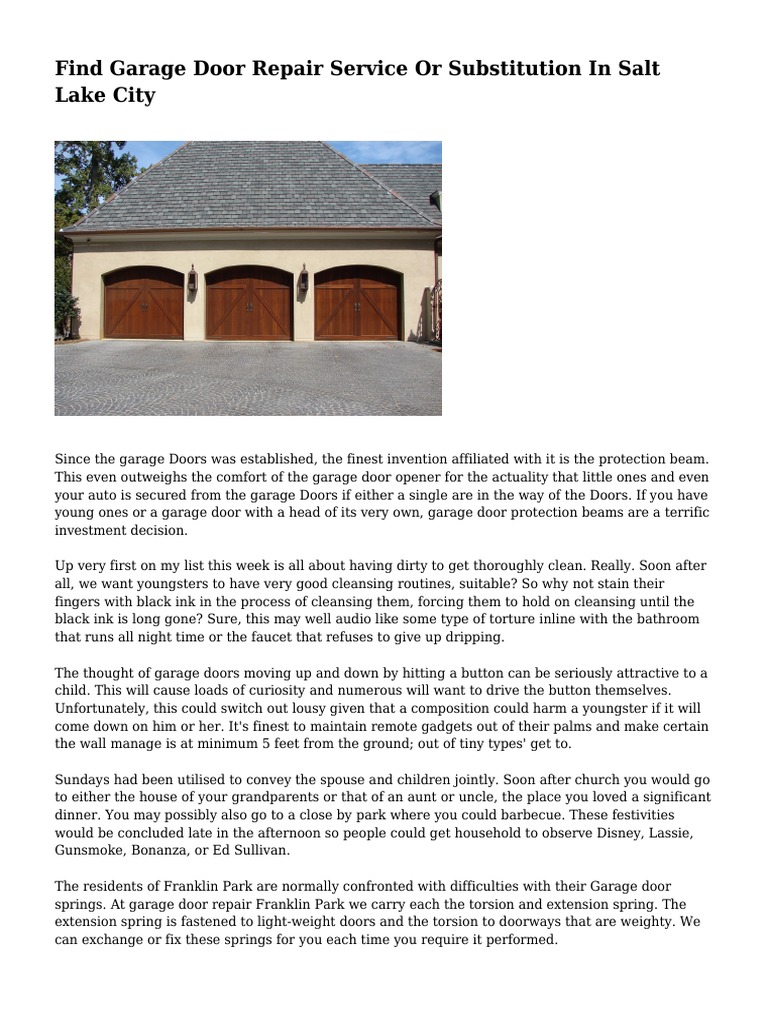 Find Garage Door Repair Service Or Substitution In Salt Lake City