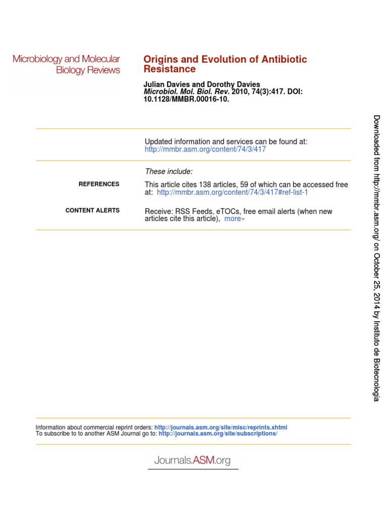 Microbiol. Mol. Biol. Rev. 2010 Davies 417 33 | PDF | Antimicrobial ...