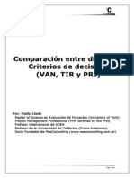 Comparación Entre Distintos Criterios de Decisión (VAN, TIR y PRI) Por - Pablo Lledó