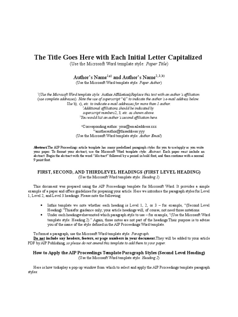 The Title Goes Here With Each Initial Letter Capitalized: Author's Name ...
